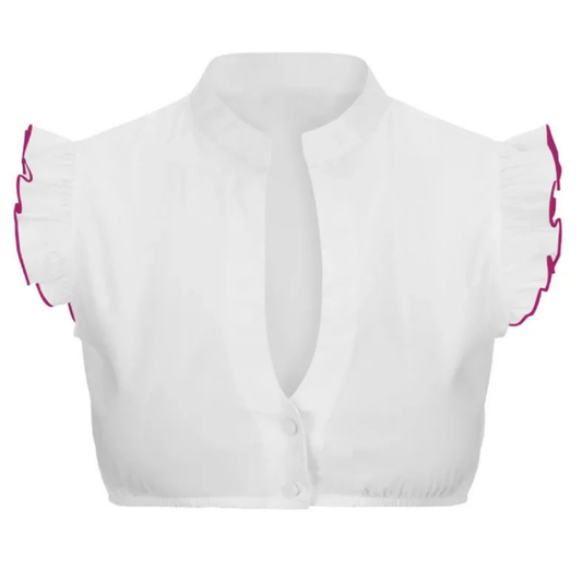Dirndl-blouse - Witte top met korte mouwen voor dames, perfect voor het Oktoberfest-Hallo Susanne