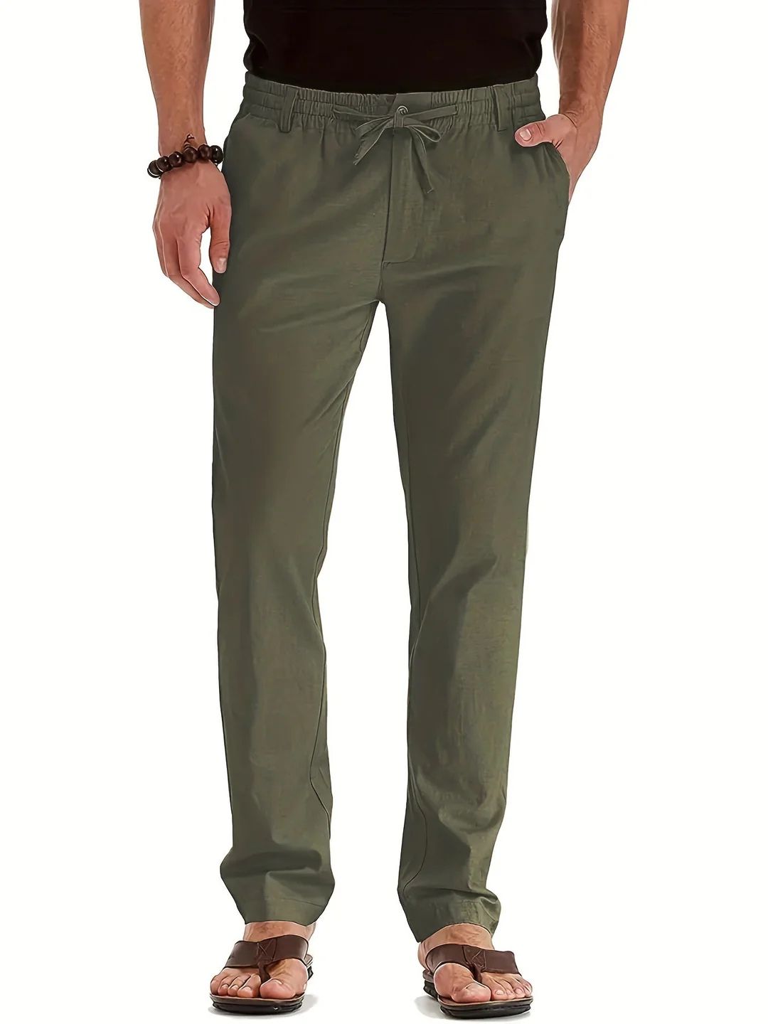 Elastische Taille Broek - Heren Trekkoord Lichtgewicht Stretch Zomerbroek-Hallo Susanne