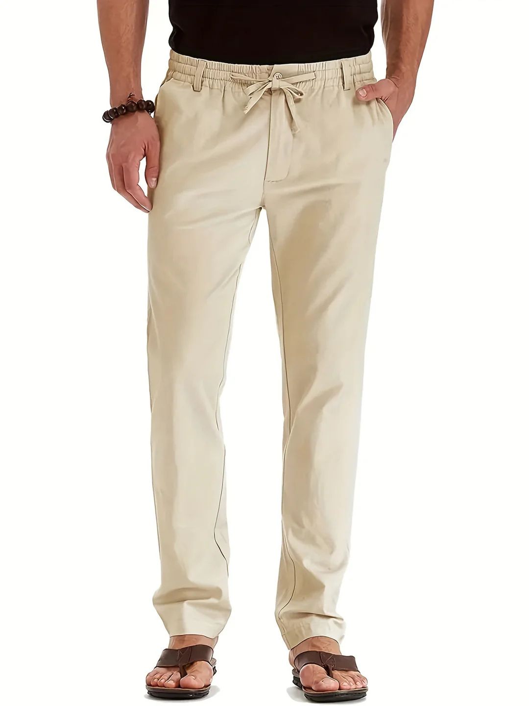 Elastische Taille Broek - Heren Trekkoord Lichtgewicht Stretch Zomerbroek-Hallo Susanne
