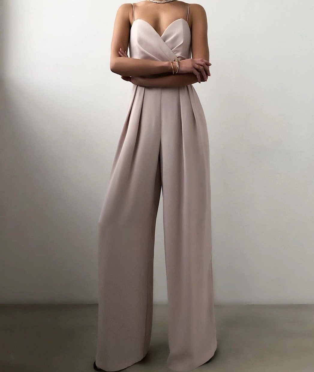 Elegante jumpsuit | Mouwloos | Spaghettibandjes | Jumpsuit met wijde pijpen | Damesjumpsuit-Hallo Susanne