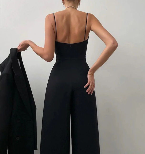 Elegante jumpsuit | Mouwloos | Spaghettibandjes | Jumpsuit met wijde pijpen | Damesjumpsuit-Hallo Susanne
