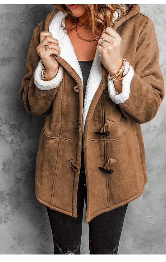 Fleece gevoerde jas - capuchon - halflang - winterjas - damesjas-Hallo Susanne