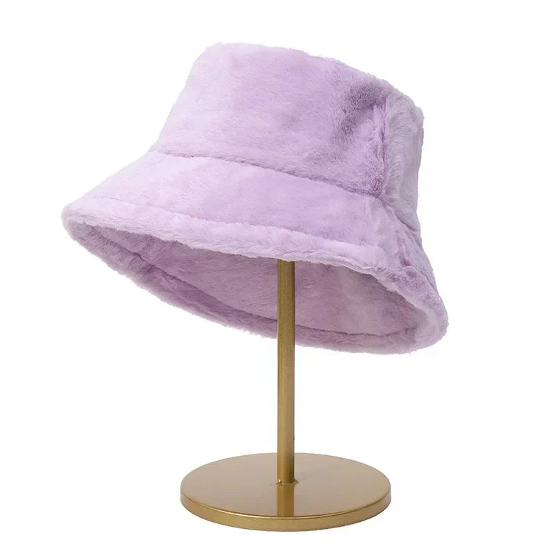 Fuzzy Bucket Hat - Vrouwen pluizige bontmuts voor de winter-Hallo Susanne