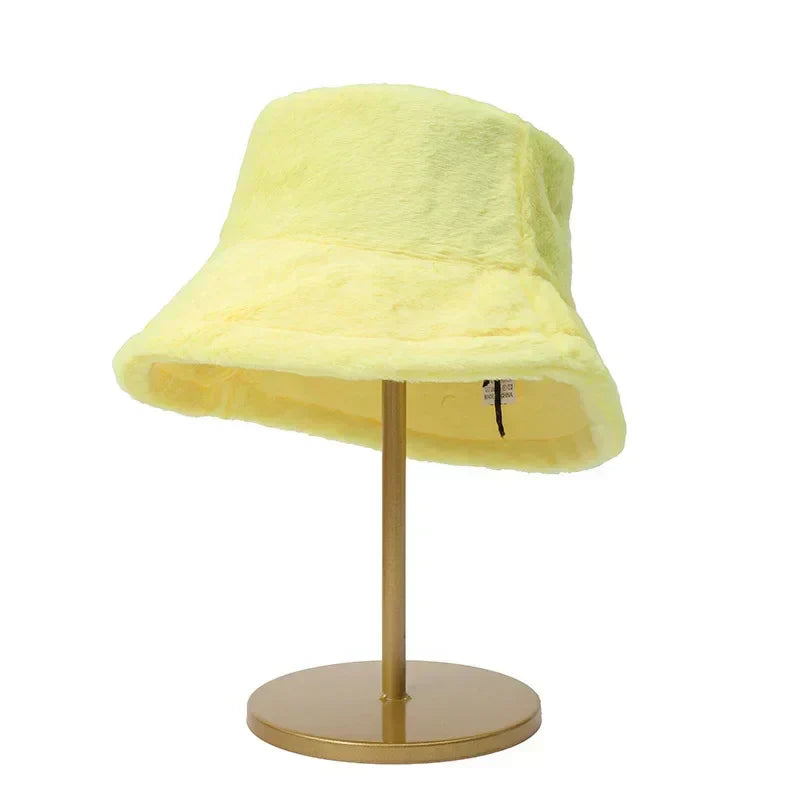Fuzzy Bucket Hat - Vrouwen pluizige bontmuts voor de winter-Hallo Susanne