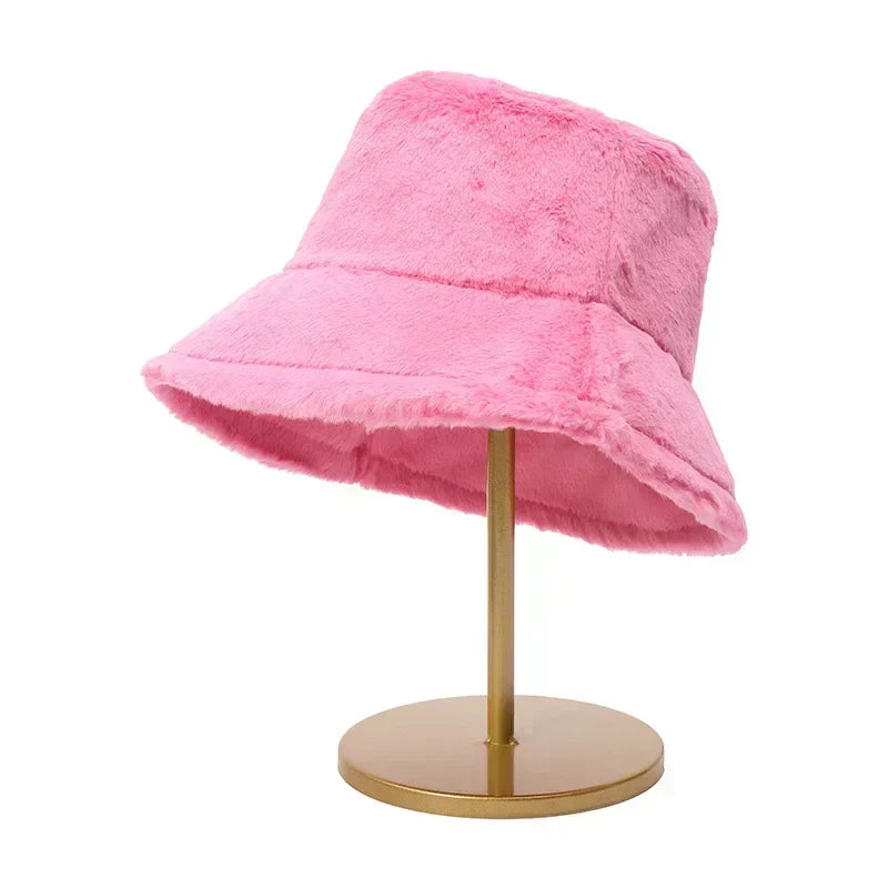 Fuzzy Bucket Hat - Vrouwen pluizige bontmuts voor de winter-Hallo Susanne