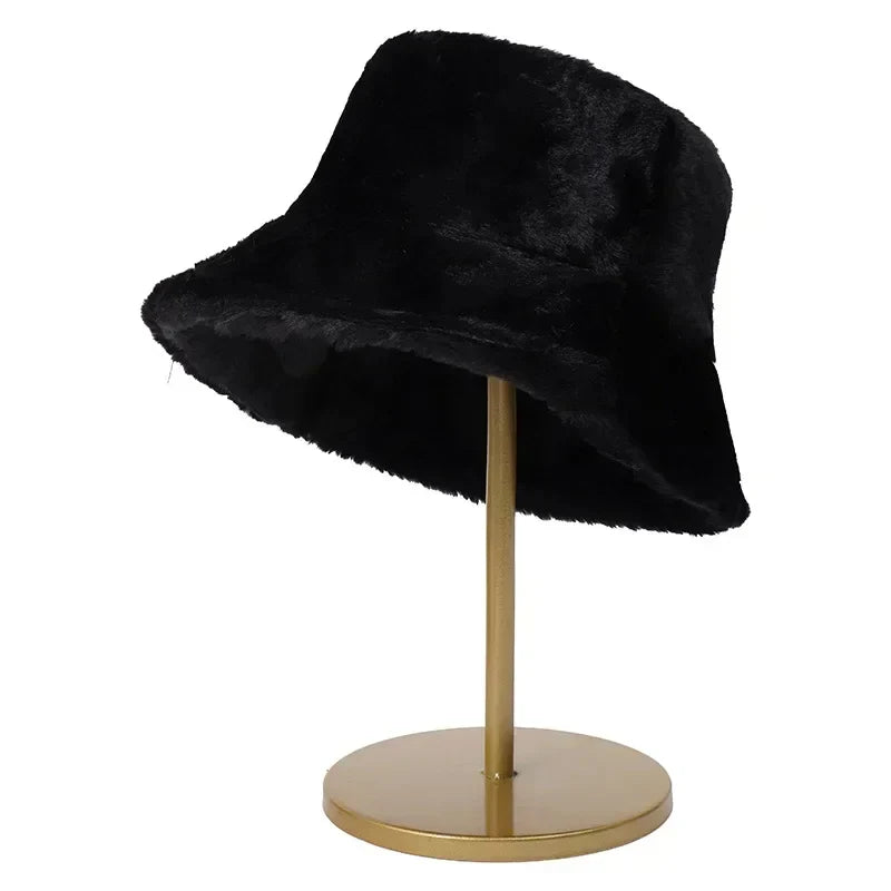 Fuzzy Bucket Hat - Vrouwen pluizige bontmuts voor de winter-Hallo Susanne