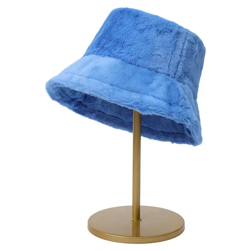 Fuzzy Bucket Hat - Vrouwen pluizige bontmuts voor de winter-Hallo Susanne