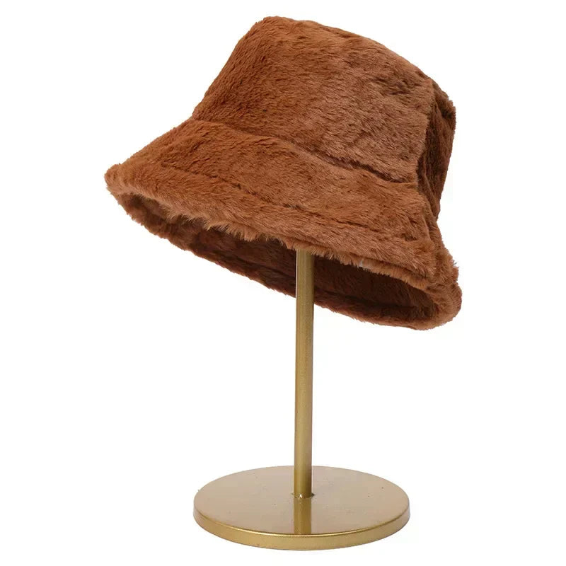 Fuzzy Bucket Hat - Vrouwen pluizige bontmuts voor de winter-Hallo Susanne