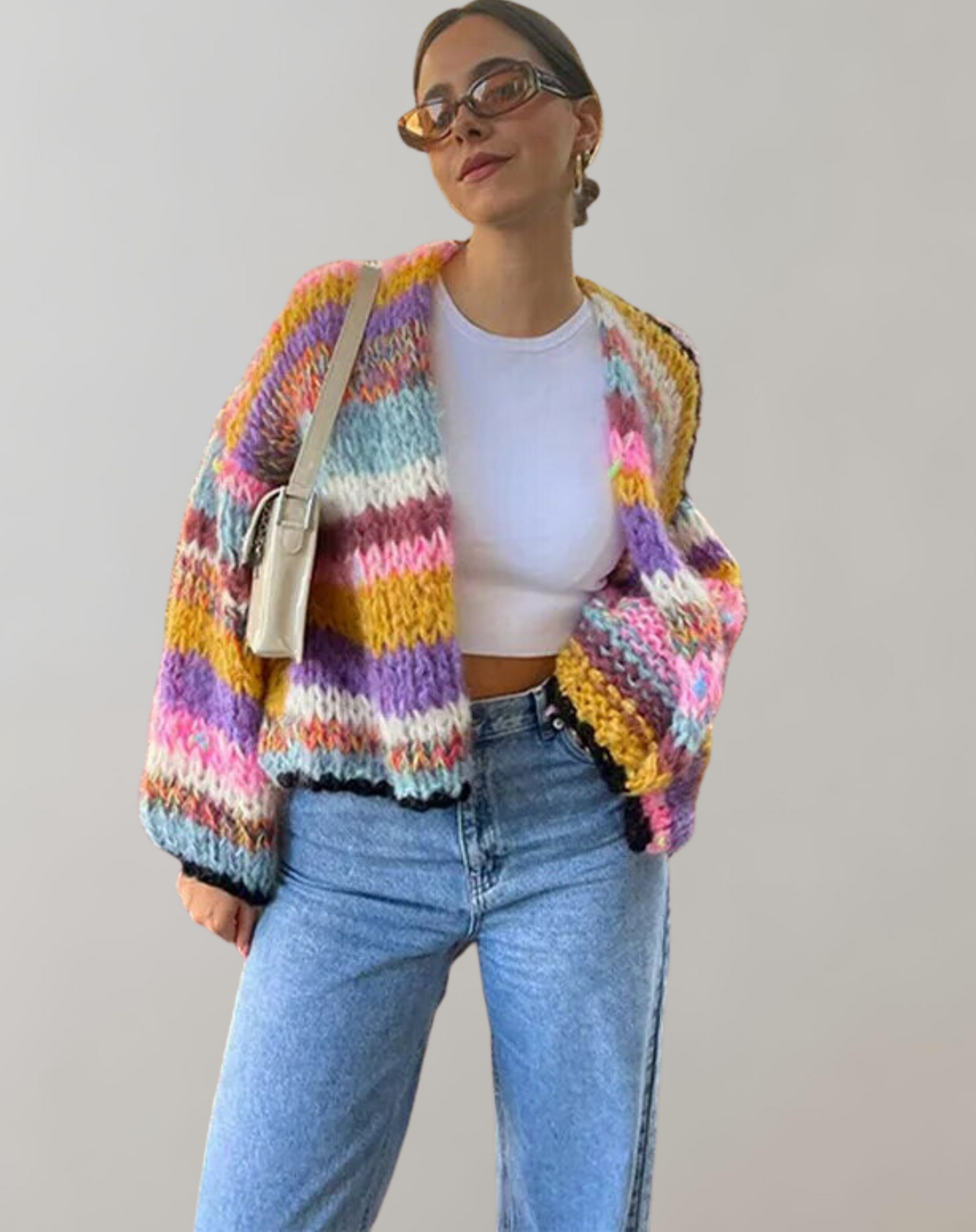 Gebreid vest | Kleurrijk | Gestreepte | Dikke vest | Gebreide kleding voor dames-Hallo Susanne