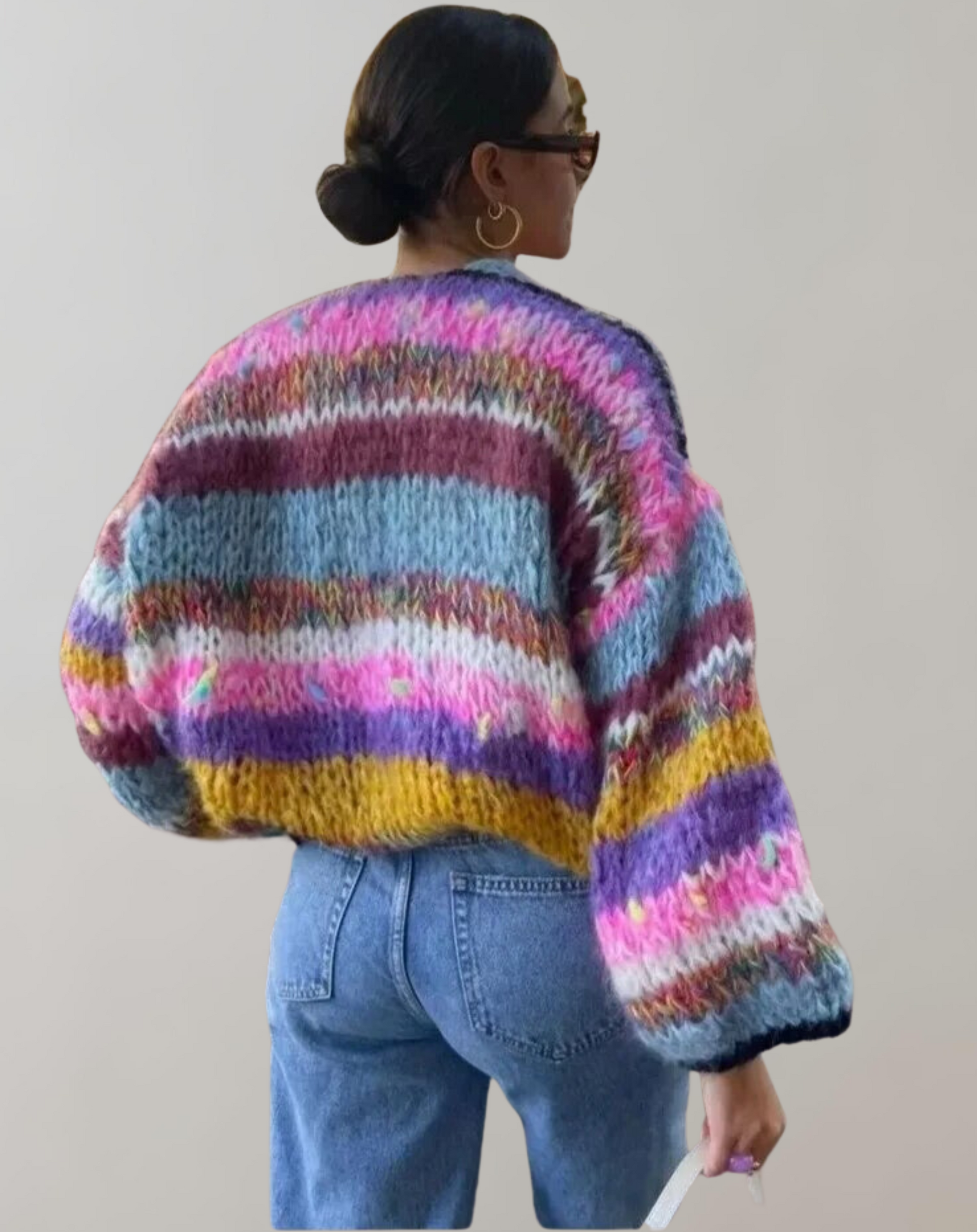 Gebreid vest | Kleurrijk | Gestreepte | Dikke vest | Gebreide kleding voor dames-Hallo Susanne