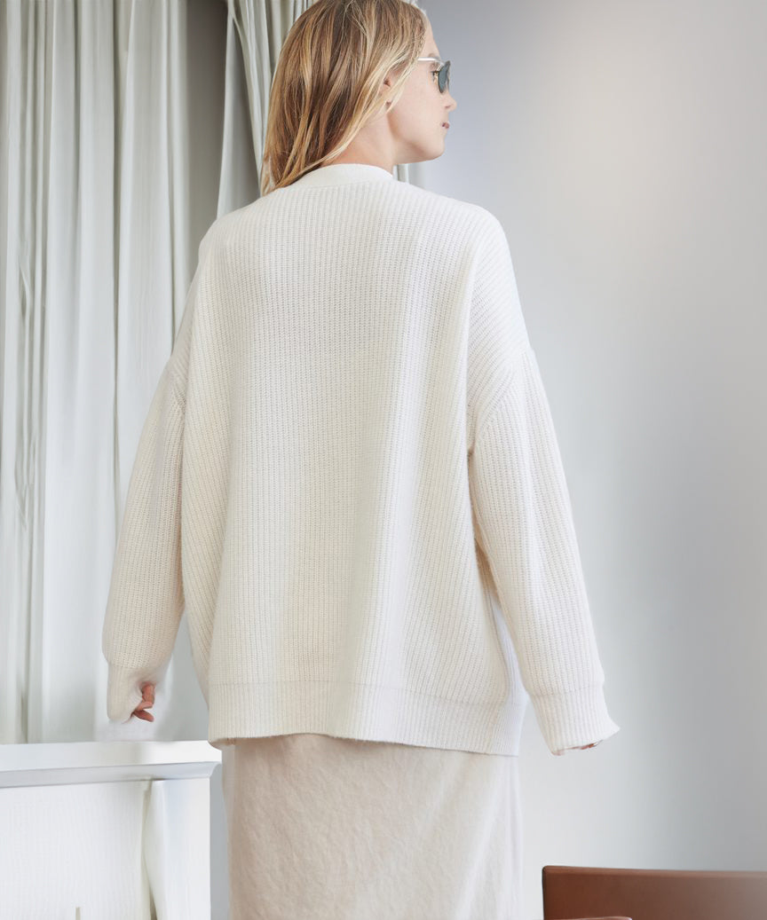 Gebreid vest | Oversized | V-hals | Kasjmier vest | Damesvest-Hallo Susanne