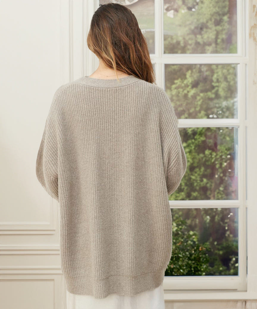 Gebreid vest | Oversized | V-hals | Kasjmier vest | Damesvest-Hallo Susanne