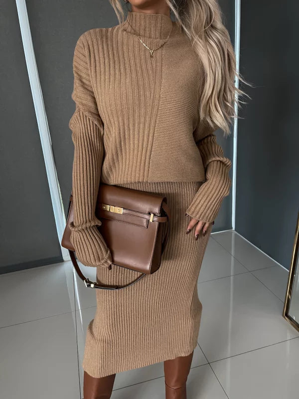 Gebreide Co-Ord - Dames Midi-rok en gebreide trui tweedelige set-Hallo Susanne