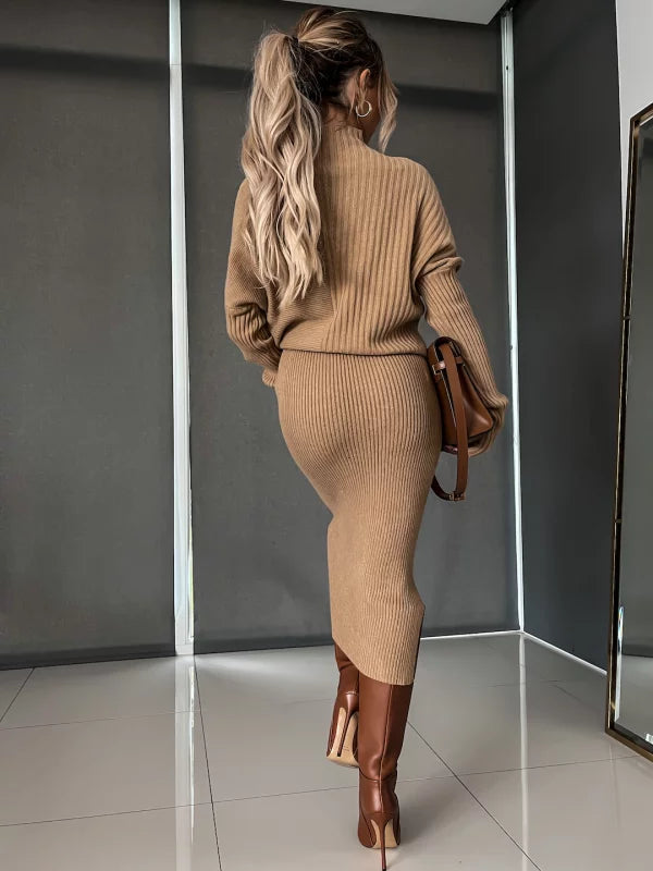 Gebreide Co-Ord - Dames Midi-rok en gebreide trui tweedelige set-Hallo Susanne