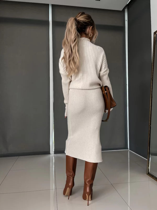 Gebreide Co-Ord - Dames Midi-rok en gebreide trui tweedelige set-Hallo Susanne