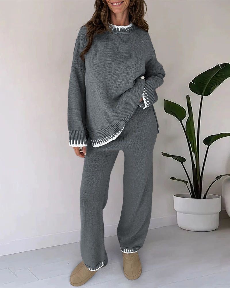 Gebreide Co-Ord | Oversized Trui | Tweedelige Set | Dames Loungekleding | Loungesets-Hallo Susanne