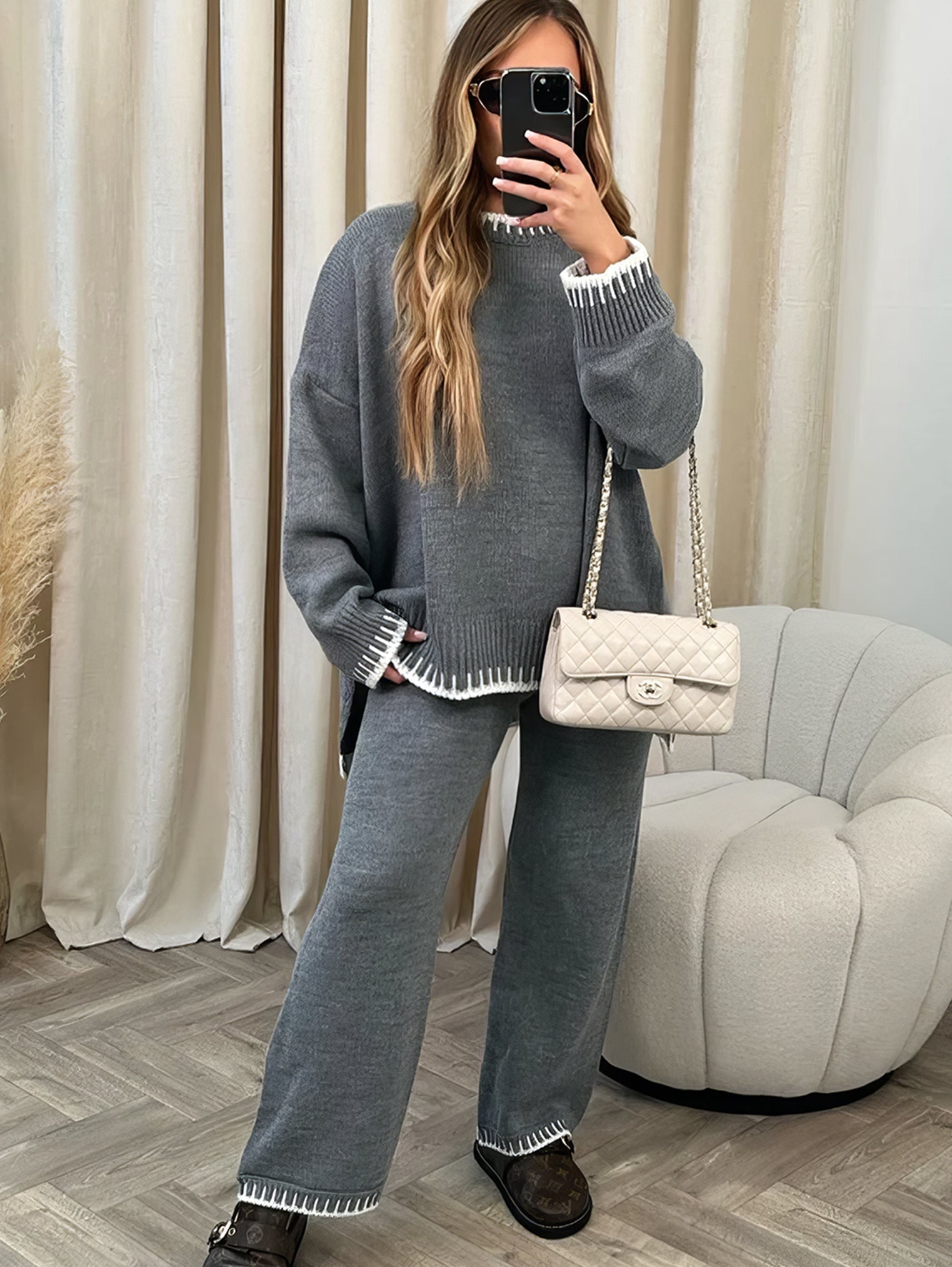 Gebreide Co-Ord | Oversized Trui | Tweedelige Set | Dames Loungekleding | Loungesets-Hallo Susanne