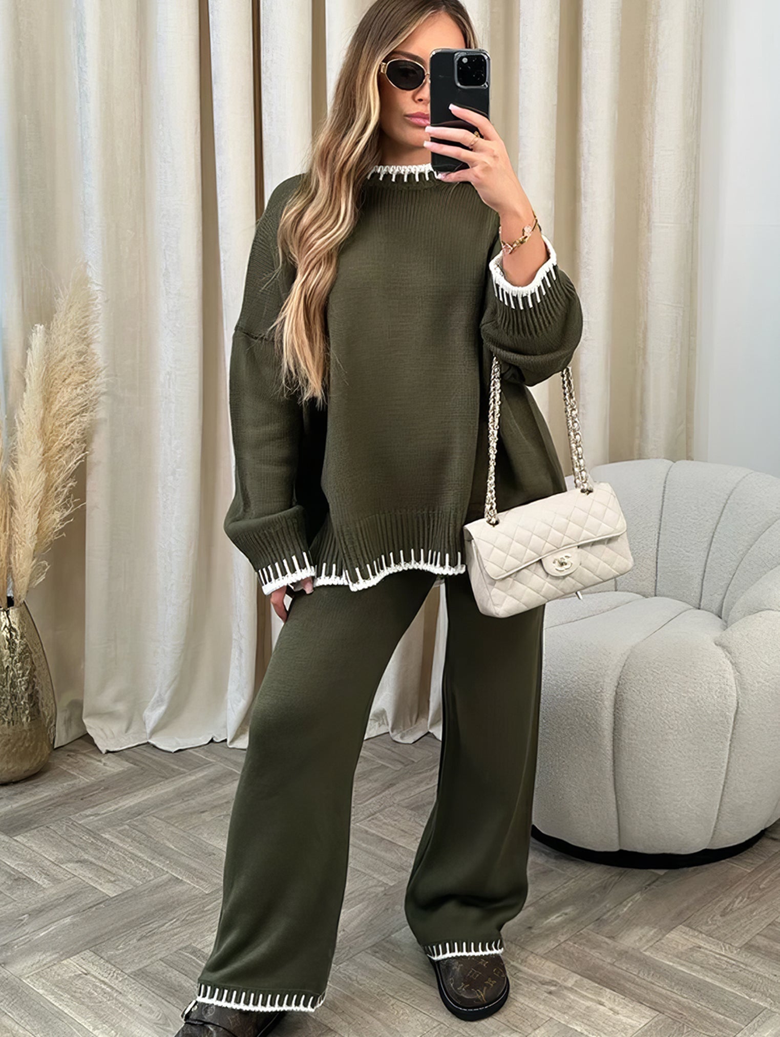 Gebreide Co-Ord | Oversized Trui | Tweedelige Set | Dames Loungekleding | Loungesets-Hallo Susanne