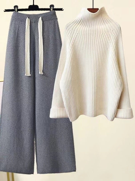 Gebreide Co-Ord - Wijde Benen - Trui - Tweedelige Set - Dames Loungewear-Hallo Susanne