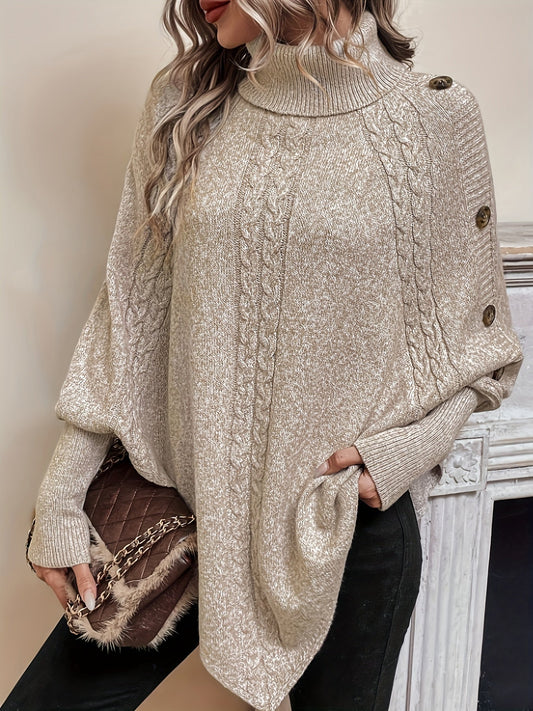 Gebreide Poncho | Lange Mouwen | Coltrui | Poncho Trui | Gebreide Vrouwenmode-Hallo Susanne