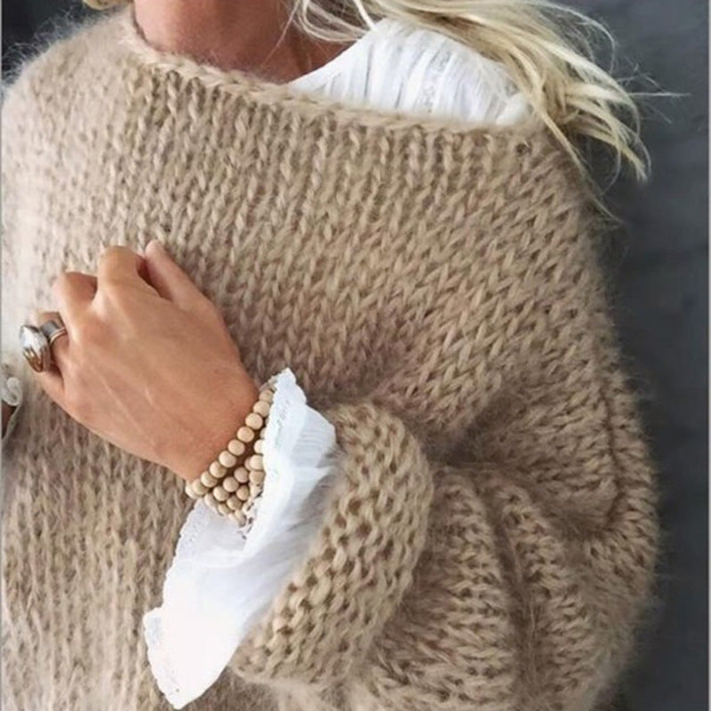 Gebreide Trui - Boothals - Grof - Oversized trui - Damesknitwear-Hallo Susanne