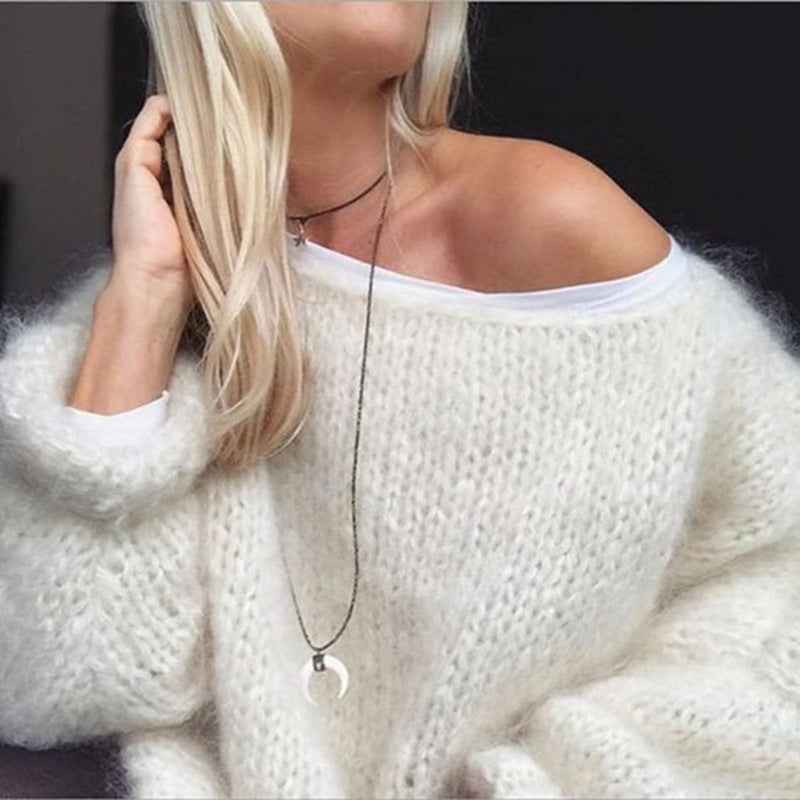 Gebreide Trui - Boothals - Grof - Oversized trui - Damesknitwear-Hallo Susanne