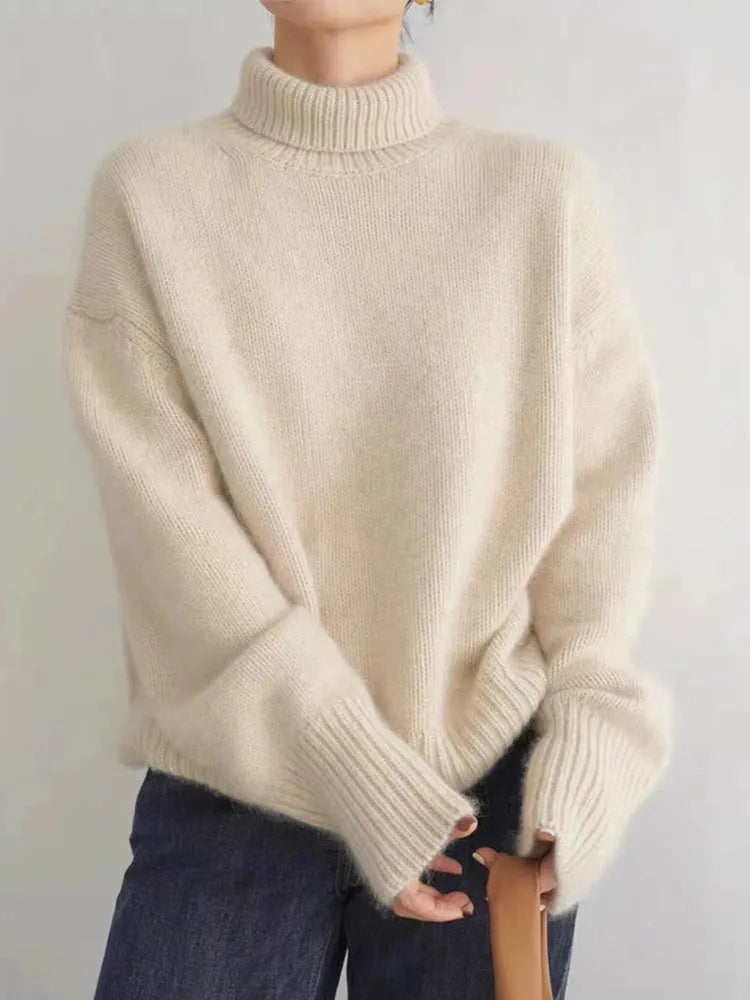 Gebreide trui | Oversized | Coltrui | Trui met rolhals | Gebreide dameskleding-Hallo Susanne