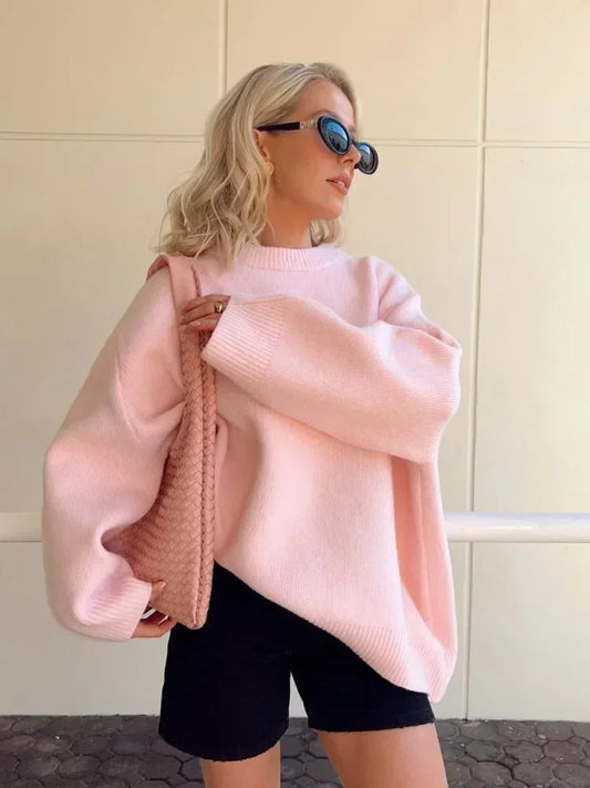 Gebreide trui | Roze | Oversized | Trui | Trui voor dames-Hallo Susanne