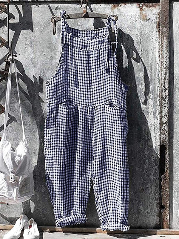 Gestreepte jumpsuit - Los model - Mouwloos - Gestreepte overall - Dungaree Dameskleding-Hallo Susanne