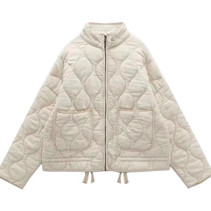 Gewatteerde jas - Warme oversized jas met rits voor dames-Hallo Susanne