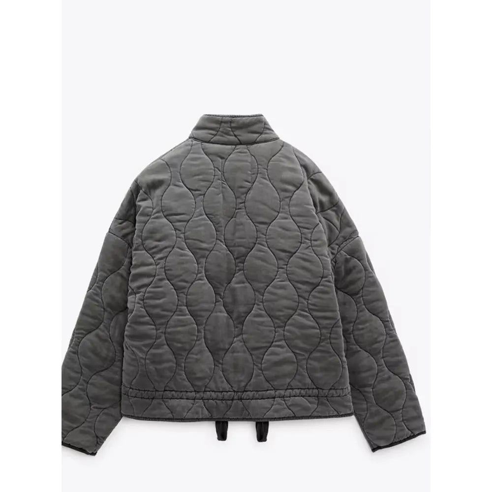 Gewatteerde jas - Warme oversized jas met rits voor dames-Hallo Susanne