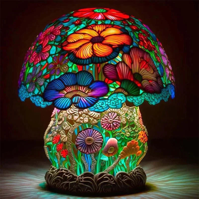 Glazen Tafellamp - Kleurrijke sfeerlamp in de vorm van een paddenstoel voor de woonkamer-Hallo Susanne