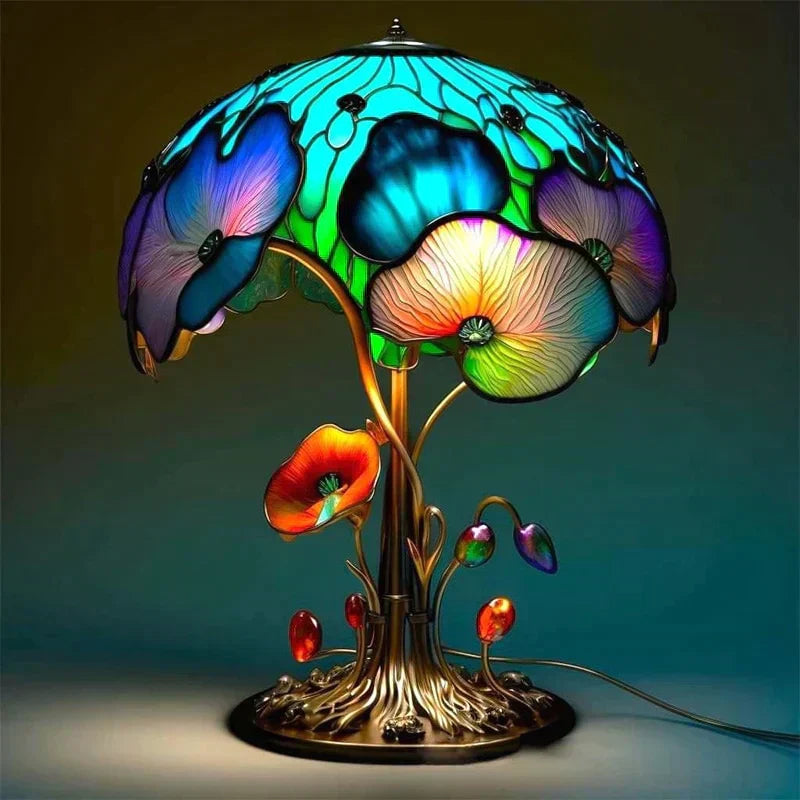 Glazen Tafellamp - Kleurrijke sfeerlamp in de vorm van een paddenstoel voor de woonkamer-Hallo Susanne