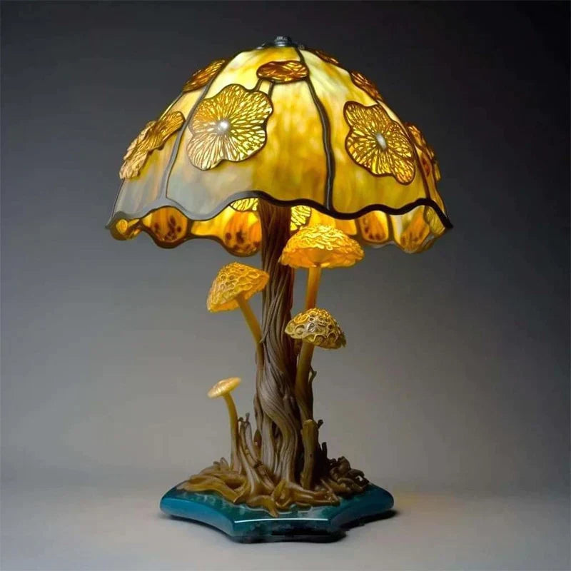 Glazen Tafellamp - Kleurrijke sfeerlamp in de vorm van een paddenstoel voor de woonkamer-Hallo Susanne