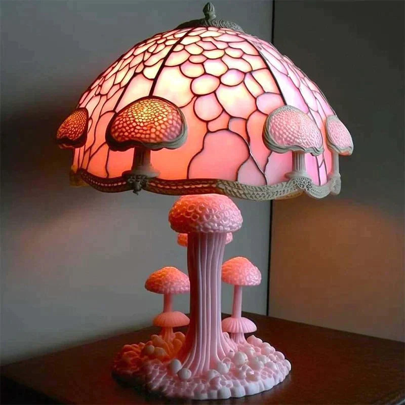 Glazen Tafellamp - Kleurrijke sfeerlamp in de vorm van een paddenstoel voor de woonkamer-Hallo Susanne