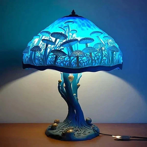 Glazen Tafellamp - Kleurrijke sfeerlamp in de vorm van een paddenstoel voor de woonkamer-Hallo Susanne