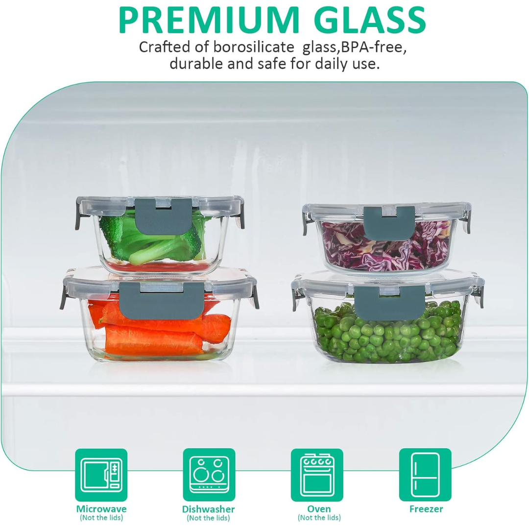 Glazen Voedselbewaarbakjes - Op te warmen - Maaltijdbereidingsset - Glazen voedselbakjes met deksels - Glazen lunchbox-Hallo Susanne