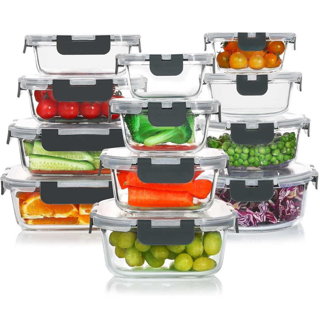 Glazen Voedselbewaarbakjes - Op te warmen - Maaltijdbereidingsset - Glazen voedselbakjes met deksels - Glazen lunchbox-Hallo Susanne