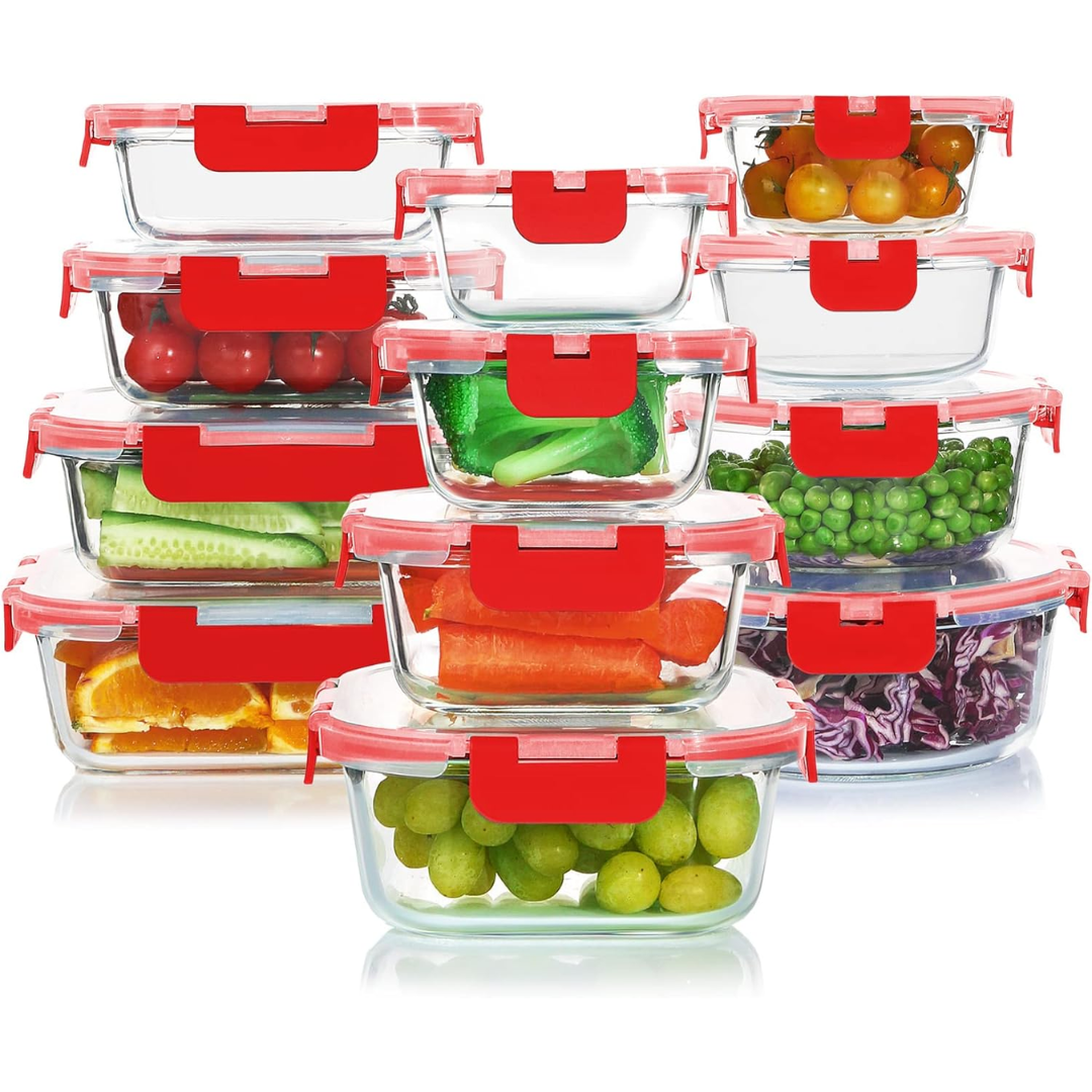 Glazen Voedselbewaarbakjes - Op te warmen - Maaltijdbereidingsset - Glazen voedselbakjes met deksels - Glazen lunchbox-Hallo Susanne