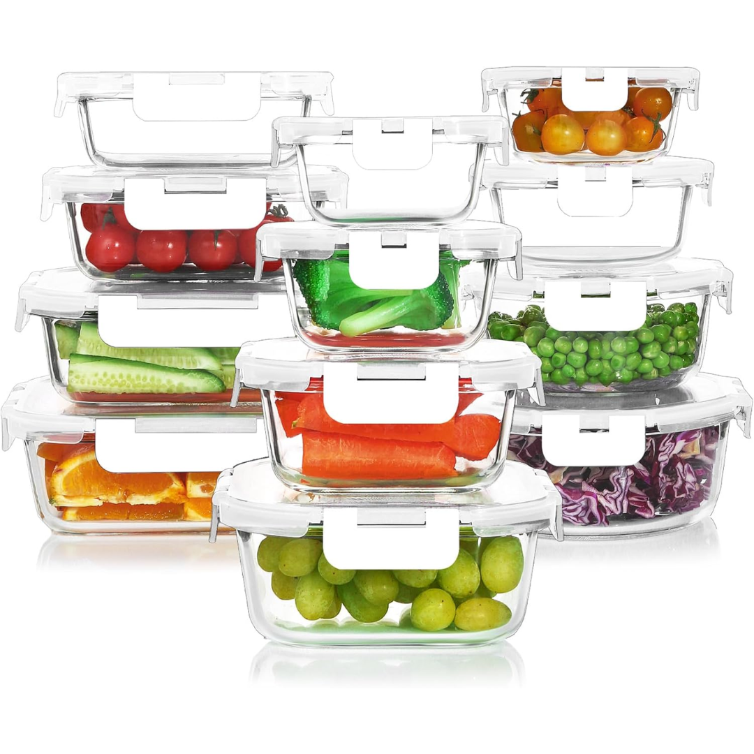 Glazen Voedselbewaarbakjes - Op te warmen - Maaltijdbereidingsset - Glazen voedselbakjes met deksels - Glazen lunchbox-Hallo Susanne