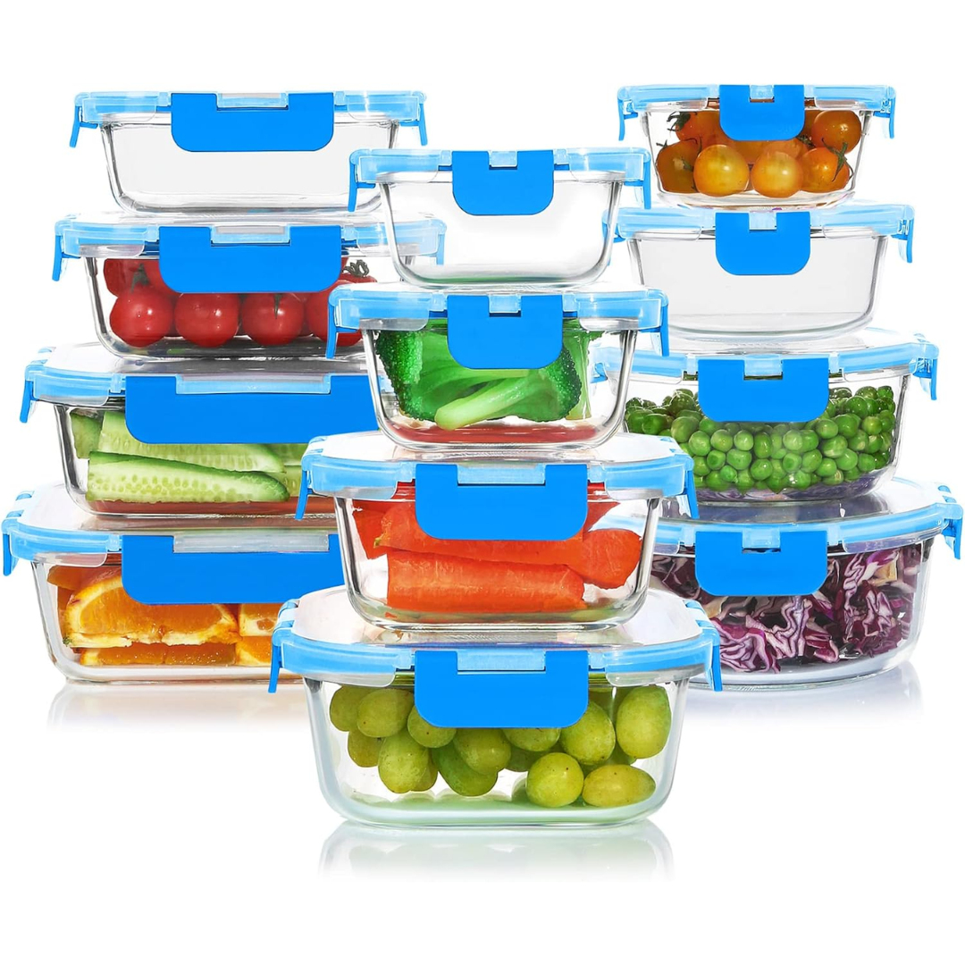 Glazen Voedselbewaarbakjes - Op te warmen - Maaltijdbereidingsset - Glazen voedselbakjes met deksels - Glazen lunchbox-Hallo Susanne
