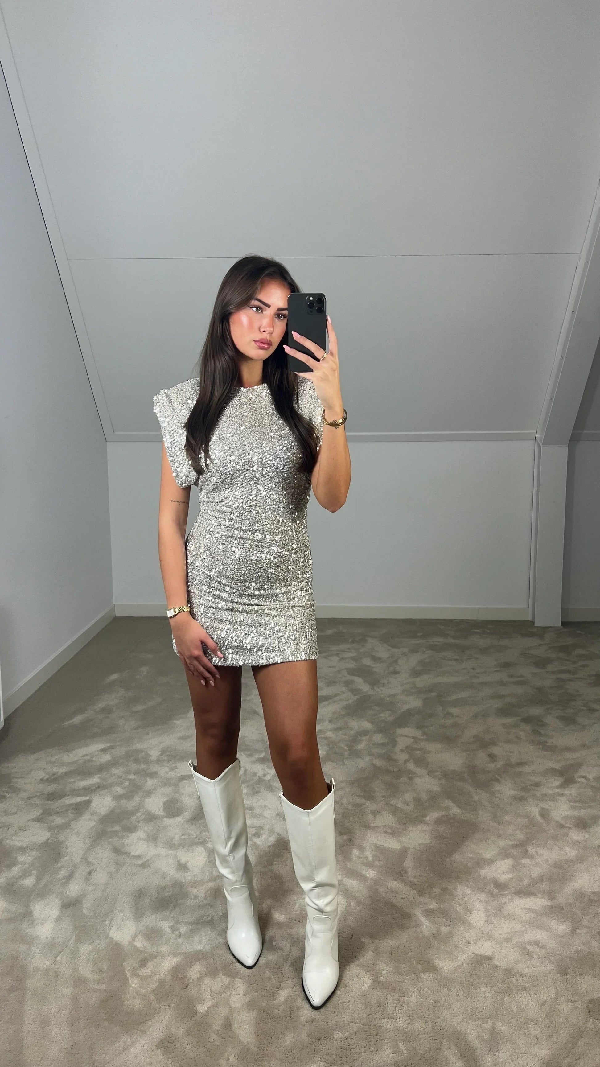 Glitter Jurk | Pailletten | Mouwloos | Mini Jurk | Feest Jurk-Hallo Susanne