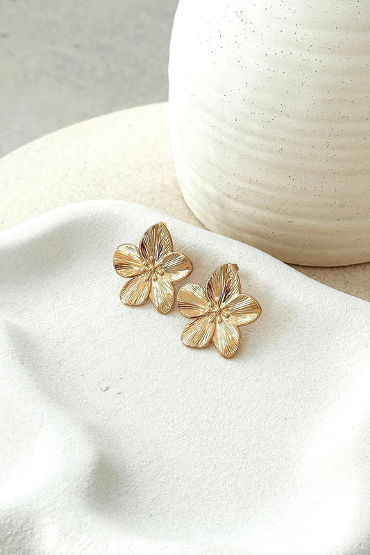 Gouden bloemenoorbellen - Goudkleurig - Oorknopjes - Bloemenoorbellen - Oorbellen voor dames-Hallo Susanne