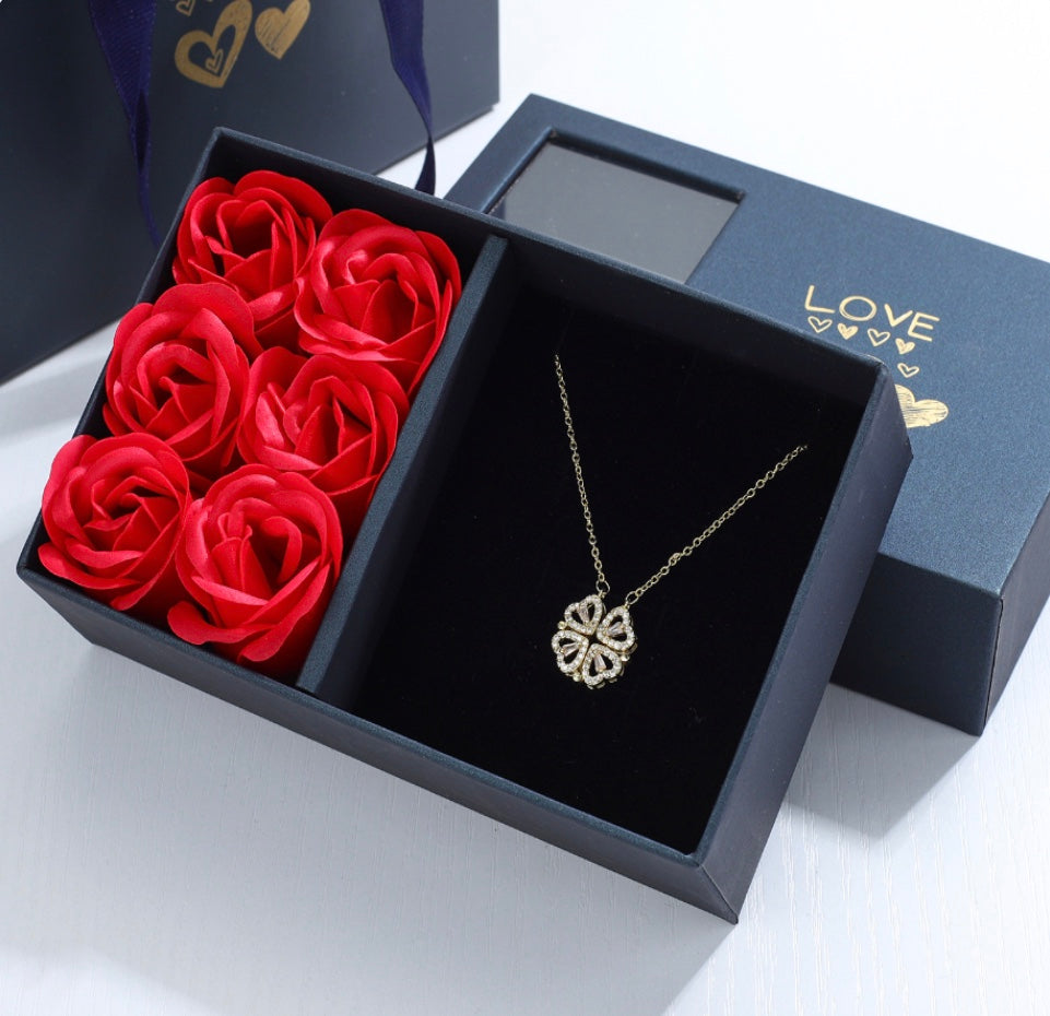 Hart ketting - Vrouwen Goud Zilver 4 Blad Klaver Ketting-Hallo Susanne