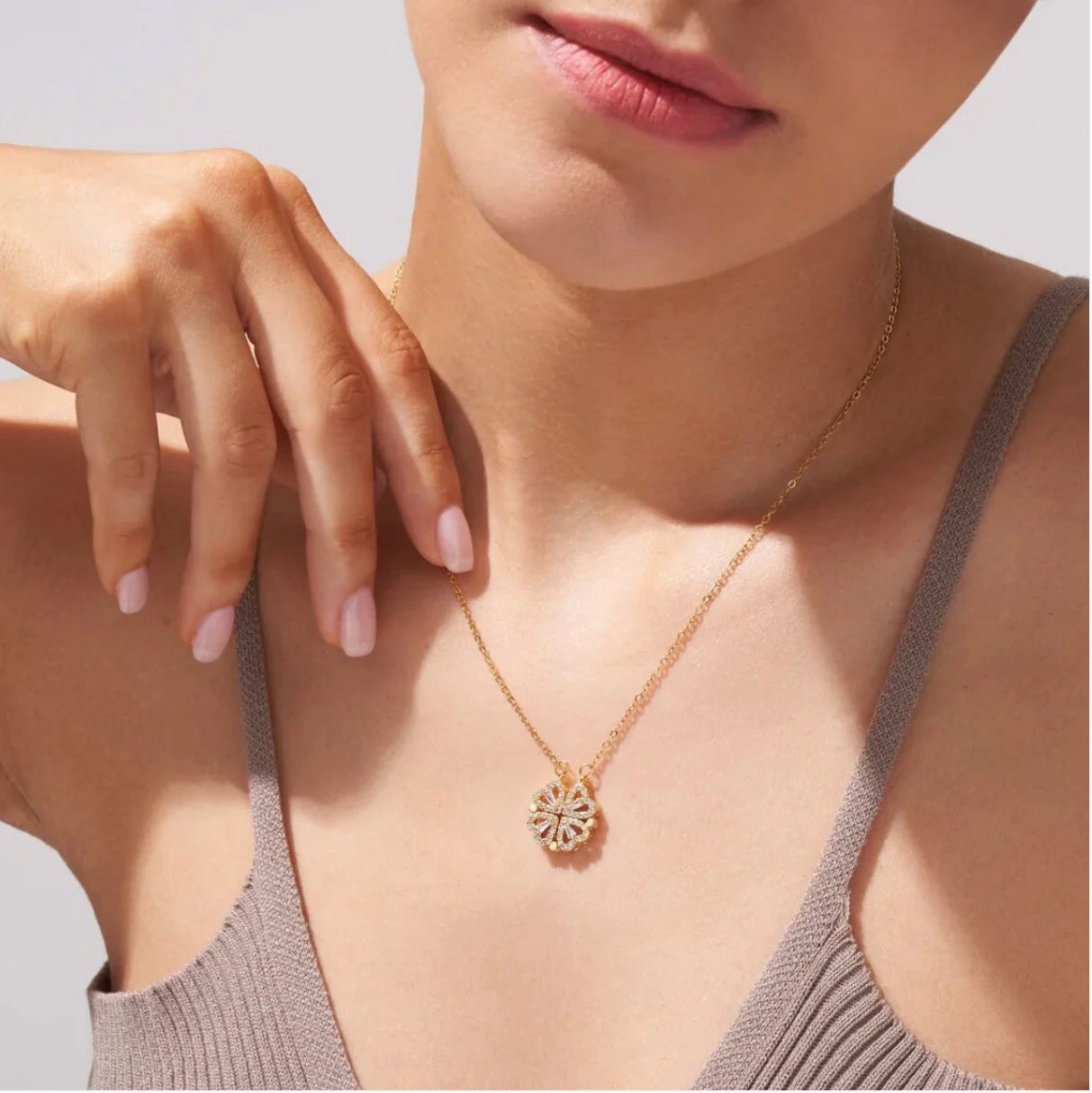Hart ketting - Vrouwen Goud Zilver 4 Blad Klaver Ketting-Hallo Susanne
