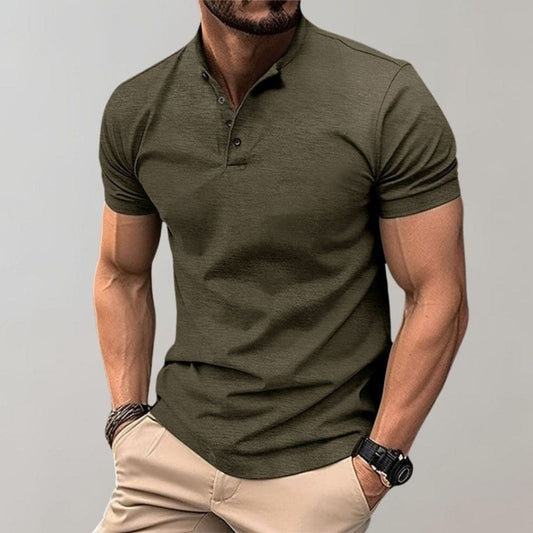Henley shirt - Herenpolo met korte mouwen en gladde knopenhals-Hallo Susanne