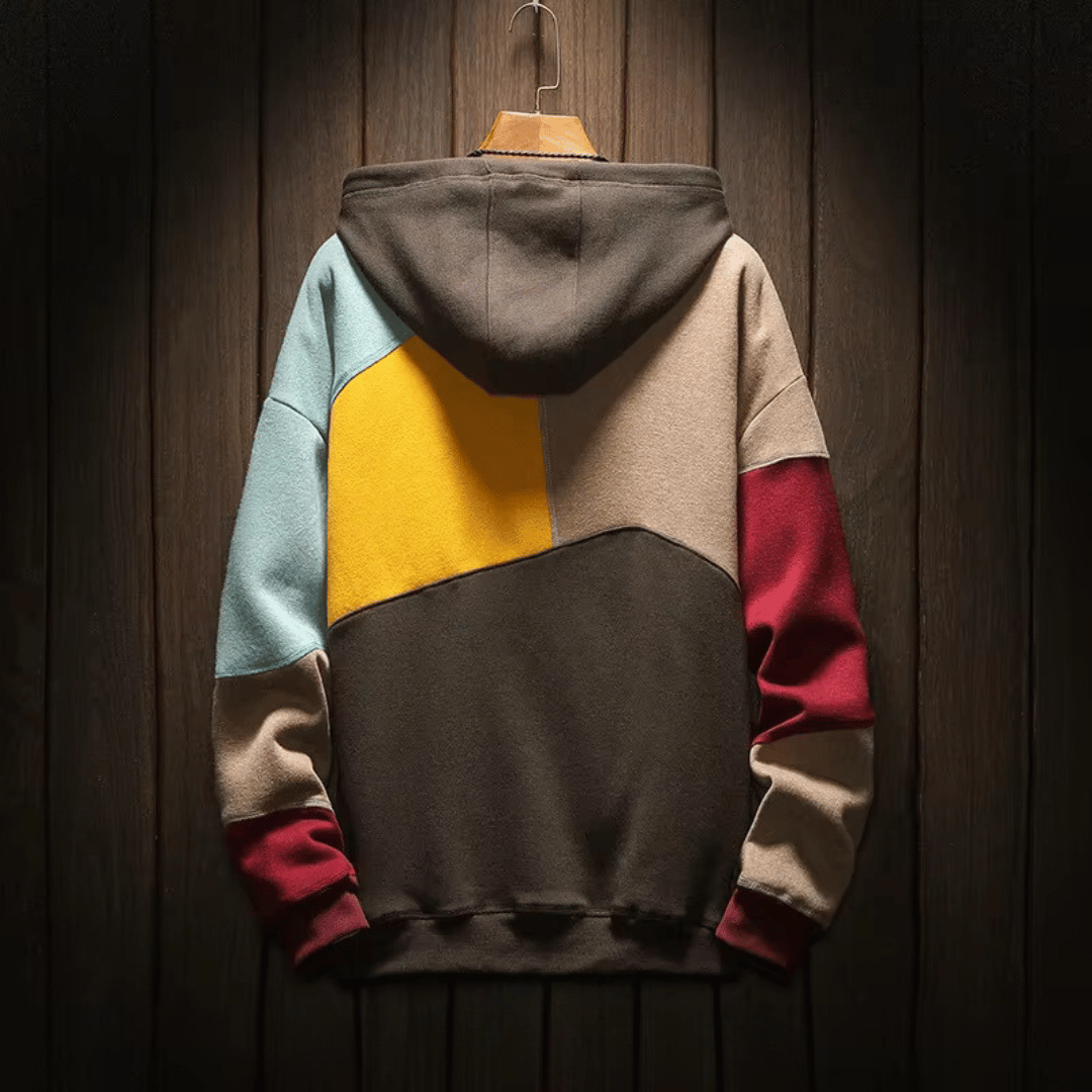 Heren Hoodie - Warme oversized Patchwork Pullover Hoodie-Hallo Susanne