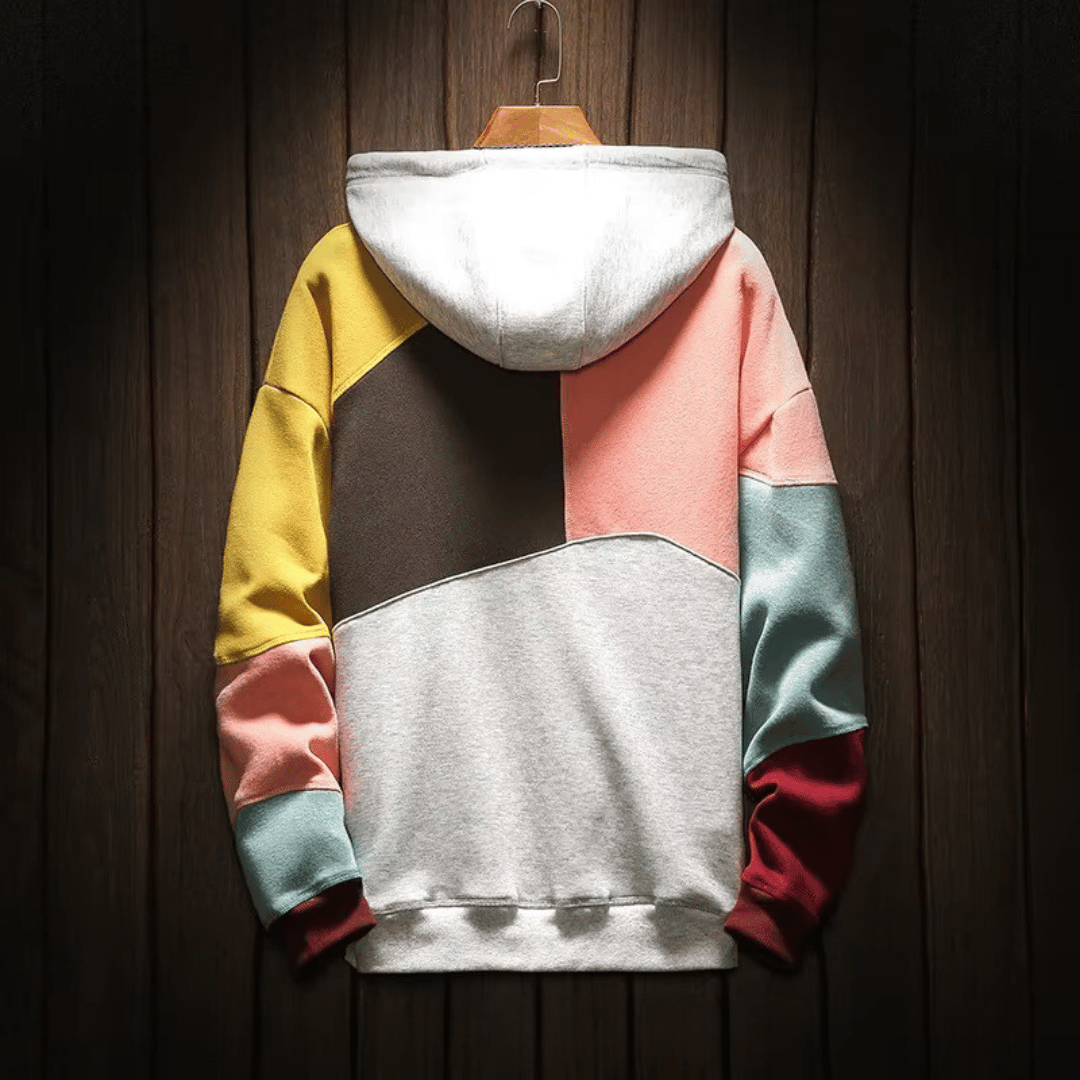 Heren Hoodie - Warme oversized Patchwork Pullover Hoodie-Hallo Susanne