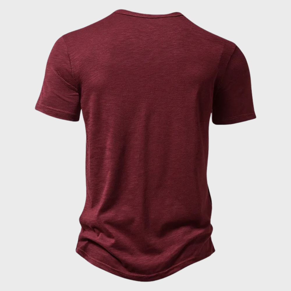 Heren T-shirt - Knoop Hals - Lichtgewicht - Effen T-shirt - Herenkleding-Hallo Susanne