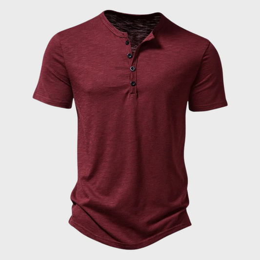 Heren T-shirt - Knoop Hals - Lichtgewicht - Effen T-shirt - Herenkleding-Hallo Susanne